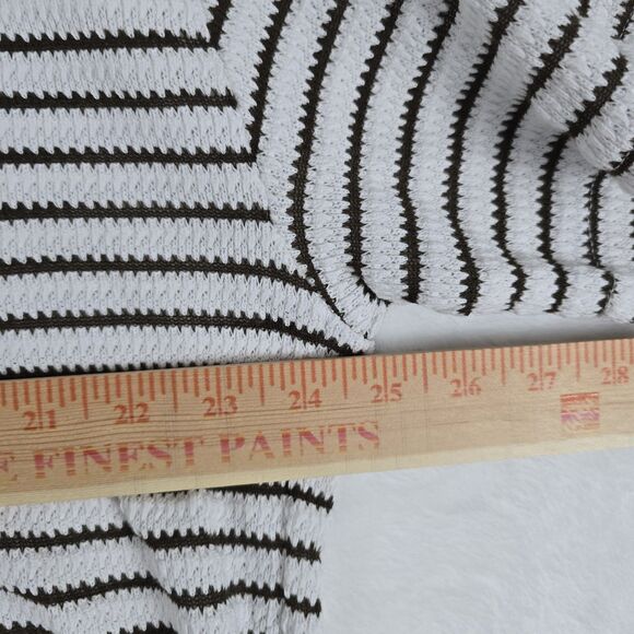 Madewell Textured Stripe Short Sleeve Sweater Top Women White Brown Size Large - Picture 10 of 12